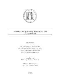 Practical Homomorphic Encryption and Cryptanalysis