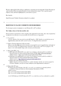 Response to Major Comments from Referees