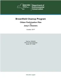 Brownfield Cleanup Program Citizen Participation Plan for Joey’S Cleaners