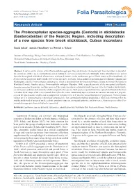 (Cestoda) in Sticklebacks (Gasterosteidae) of the Nearctic Region, Including Description of a New Species from Brook Stickleback, Culaea Inconstans
