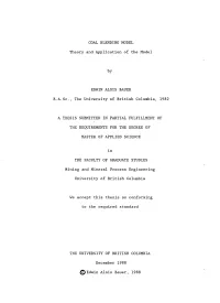 COAL BLENDING MODEL Theory and Application of the Model by EDWIN