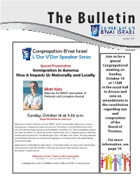 Congregation B'nai Israel L'dor V'dor Speaker Series