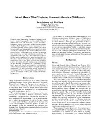 Critical Mass of What? Exploring Community Growth in Wikiprojects