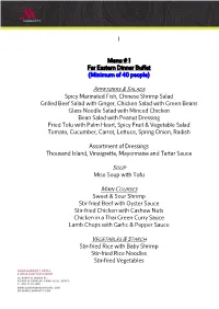 Dinner Buffet Menus
