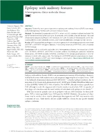 Epilepsy with Auditory Features a Heterogeneous Clinico-Molecular Disease