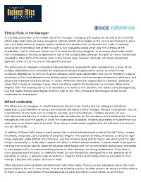 Ethical Role of the Manager