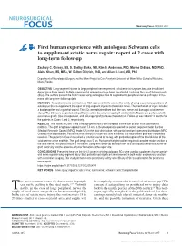 First Human Experience with Autologous Schwann Cells to Supplement Sciatic Nerve Repair: Report of 2 Cases with Long-Term Follow-Up