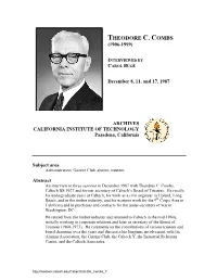 Interview with Theodore C. Combs