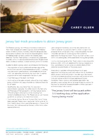 Jersey Fast-Track Procedure to Obtain Jersey Grant