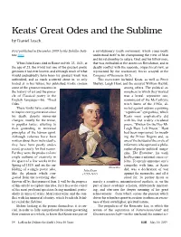 Keats' Great Odes and the Sublime