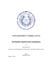 Offender Orientation Handbook