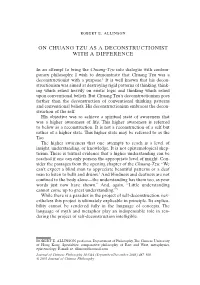 On Chuang Tzu As a Deconstructionist with a Difference
