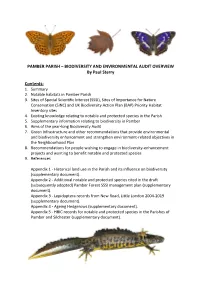 PAMBER PARISH – BIODIVERSITY and ENVIRONMENTAL AUDIT OVERVIEW by Paul Sterry