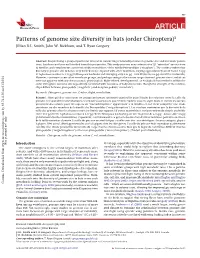 Patterns of Genome Size Diversity in Bats (Order Chiroptera)1 Jillian D.L
