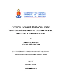 Preventing Human Rights Violations by Law Enforcement Agencies During Counterterrorism Operations in Kenya and Uganda