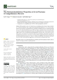The Immunomodulatory Properties of Β-2,6 Fructans: a Comprehensive Review