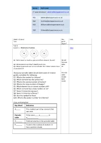 Using Your Periodic Tables (Inside Back Cover of Revision Guide)