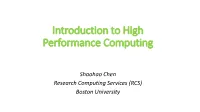 Introduction to High Performance Computing
