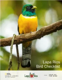 Lapa Rios Bird Checklist Lapa Rios Bird Checklist