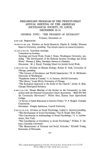 Preliminary Program of the Twenty-First Annual Meeting of the American Sociological Society, St