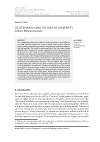 UTILITARIANISM and the IDEA of UNIVERSITY a Short Ethical Analysis1