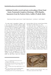 Additional Locality Record and Note on Breeding of Stout Sand Snake Psammophis Longifrons Boulenger, 1890