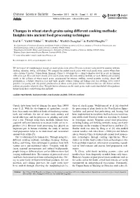 Changes in Wheat Starch Grains Using Different Cooking Methods: Insights
