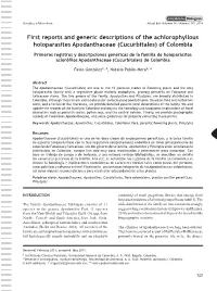 First Reports and Generic Descriptions of the Achlorophyllous Holoparasites Apodanthaceae (Cucurbitales) of Colombia
