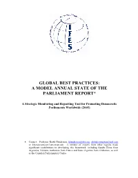 Global Best Practices: a Model Annual State of the Parliament Report*