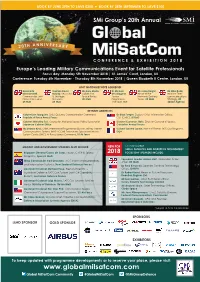 Global Milsatcom Community #Globalmilsatcom @Smigroupdefence Dear Industry Colleagues
