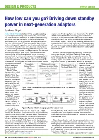 How Low Can You Go? Driving Down Standby Power in Next-Generation Adaptors