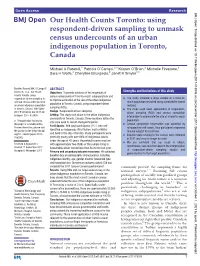 Our Health Counts Toronto: Using Respondent-Driven Sampling to Unmask Census Undercounts of an Urban Indigenous Population in Toronto, Canada