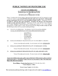 Public Notice of Pesticide Use