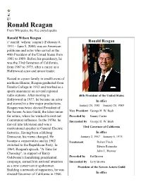 Ronald Reagan from Wikipedia, the Free Encyclopedia