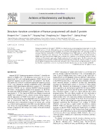 Structure–Function Correlation of Human Programmed Cell Death 5 Protein
