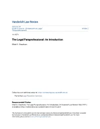 The Legal Paraprofessional: an Introduction