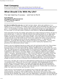 What Should I Do with My Life?