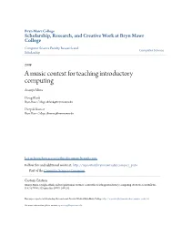 A Music Context for Teaching Introductory Computing Ananya Misra