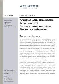 Angels and Dragons: Program Director Global Issues Asia, the UN, Tel