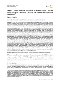 Digital Labour and the Use-Value of Human Work. on the Importance of Labouring Capacity for Understanding Digital Capitalism1