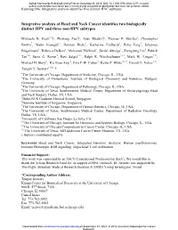 Integrative Analysis of Head and Neck Cancer Identifies Two Biologically Distinct HPV and Three Non-HPV Subtypes