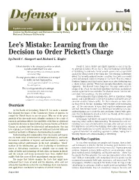 Lee's Mistake: Learning from the Decision to Order Pickett's Charge