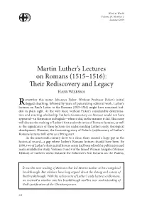 Martin Luther's Lectures on Romans (1515–1516)