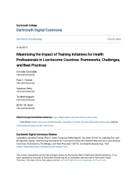 Maximizing the Impact of Training Initiatives for Health Professionals in Low-Income Countries: Frameworks, Challenges, and Best Practices