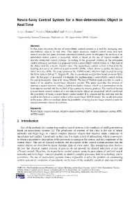 Neuro‐Fuzzy Control System for a Non‐Deterministic Object in Real Time