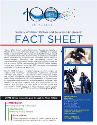 SMPTE Fact Sheet 4.3.16