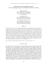 A Feminist Dialogics Approach in Reading Kee Thuan Chye's Plays