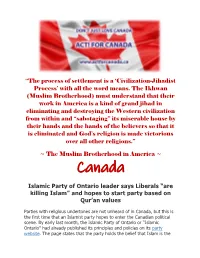 ACT! for Canada Facebook Group Which We Encourage You to Join!
