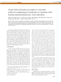 Acute Limb Ischemia Secondary to Myositis- Induced Compartment Syndrome in a Patient with Human Immunodeﬁciency Virus Infection