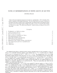 Arxiv:1404.0861V1 [Math.RT] 3 Apr 2014 St Td the Study to Is Rbe Foei Neetdi Opeecaatrinformat Character Complete in Interested Understood